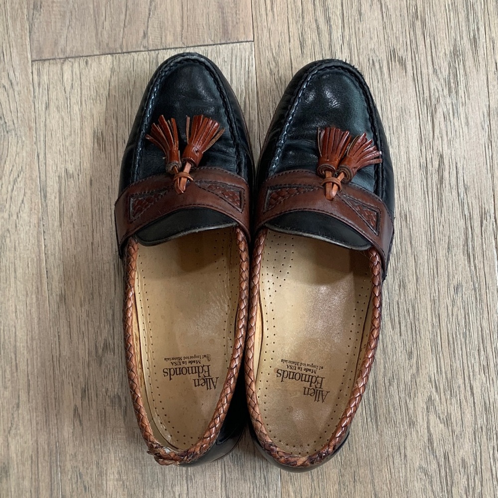 Allen Edmonds Maxfield Black and Brown Tassel Leather Loafers Size 9 - Picture 3 of 11